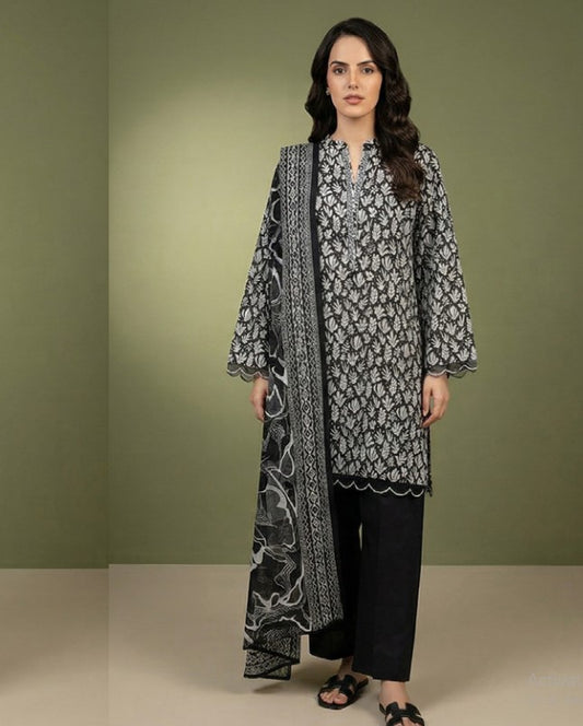 Regalia Black & White Lawn-D01