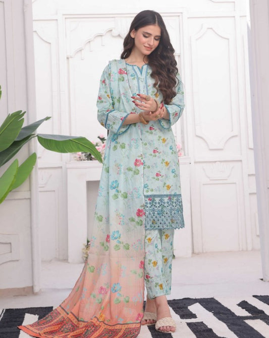 Saphron Stitched Prinkari Lawn-D01