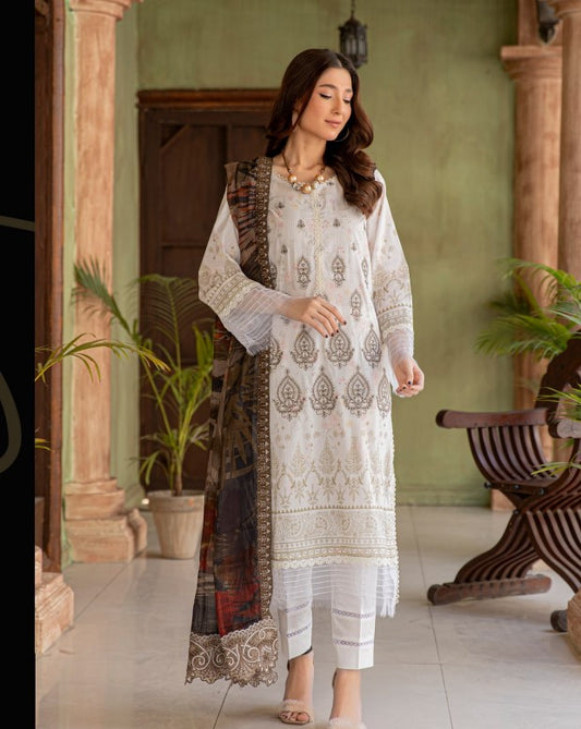 Abisha White Series Emb Lawn-D01