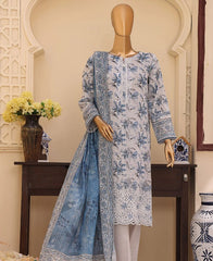 HZ Mehak Printed Emb Lawn-MEC-509