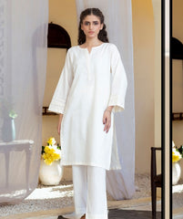 ManahilLakhani Solid Jacquard RTW-03 Cream