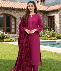 Solids Emb Peach With Palachi Shawl-D03
