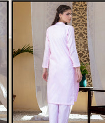 ManahilLakhani Solid Jacquard RTW-01 Baby Pink