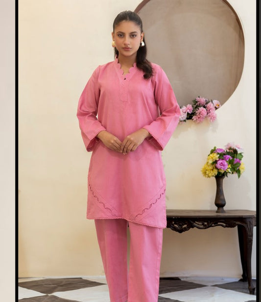 ManahilLakhani Solid Jacquard RTW-04 Pink