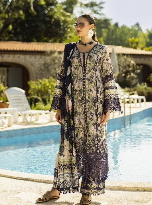 Elaf Print Chikankari Lawn-ELK-08B