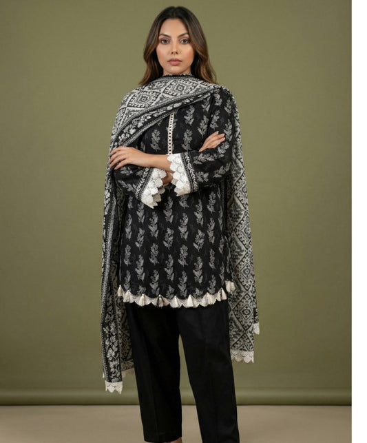 Regalia Black & White Lawn-D08