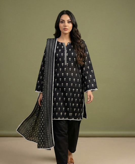 Regalia Black & White Lawn-D09
