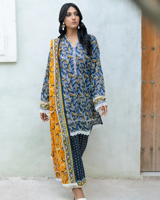 Regalia Stella Stitched 03 Pcs Lawn-D10