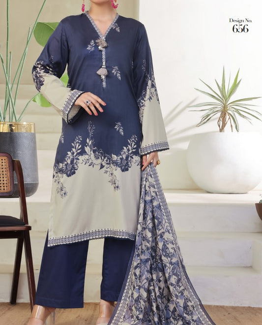 Aizal Ready To Wear 03 Pcs Lawn-D656