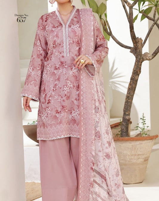 Aizal Ready To Wear 03 Pcs Lawn-D657