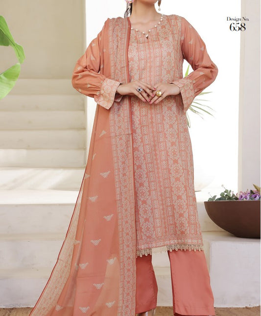 Aizal Ready To Wear 03 Pcs Lawn-D658