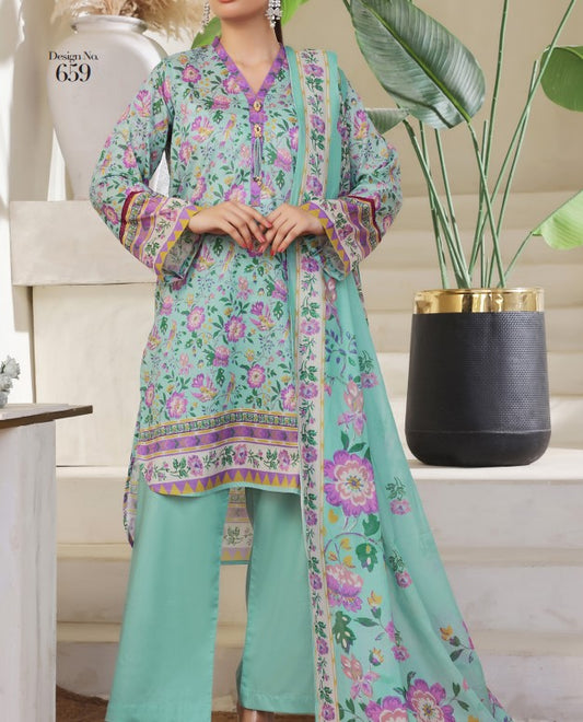 Aizal Ready To Wear 03 Pcs Lawn-D659