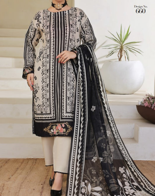 Aizal Ready To Wear 03 Pcs Lawn-D660