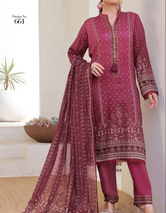 Aizal Ready To Wear 03 Pcs Lawn-D661