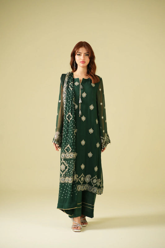 Zouj Satrang Luxury Chiffon-Royale Jade
