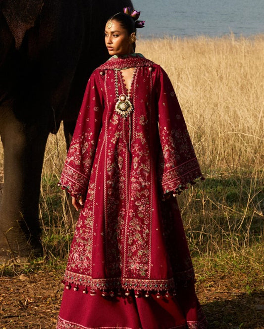 Hussain Rehar Luxury Lawn-Mahogany