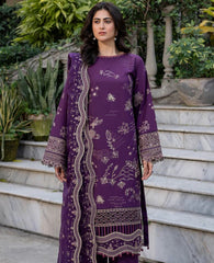Farasha Bahaar Emb Lawn-Raven Plum