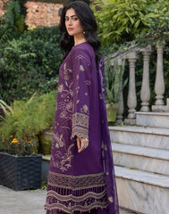 Farasha Bahaar Emb Lawn-Raven Plum