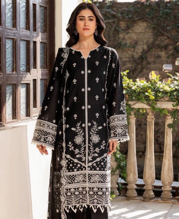 Farasha Bahaar Emb Lawn-Midnight Glow 01