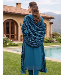 Solids Emb Peach With Palachi Shawl-D01