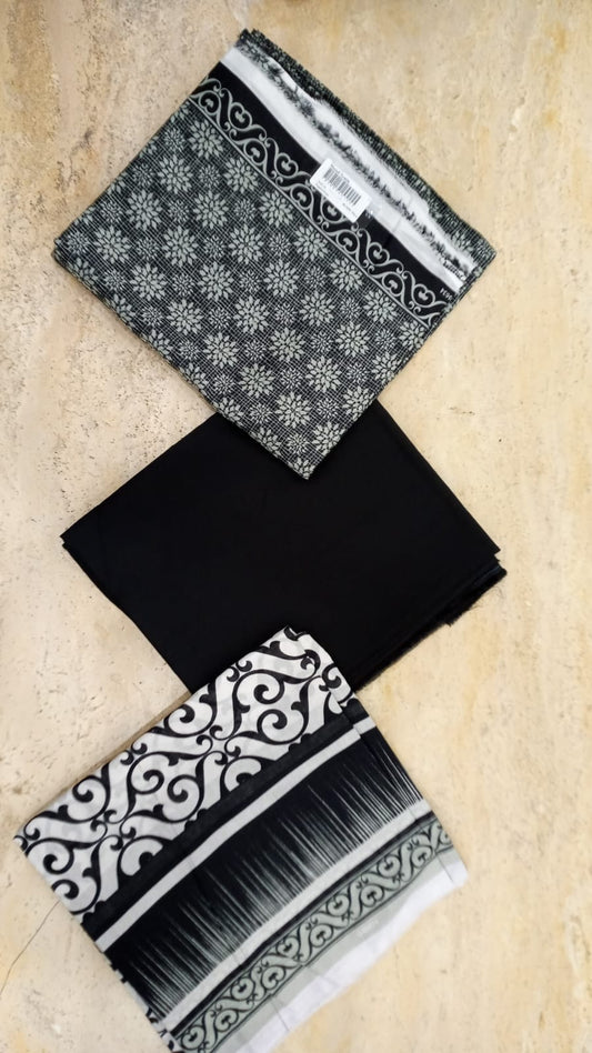 Regalia Printed Black & White Lawn-D02