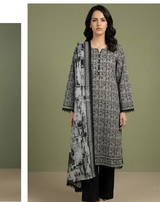 Regalia Black & White Lawn-D02
