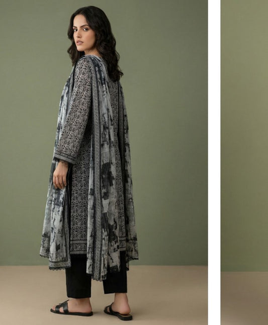 Regalia Black & White Lawn-D02