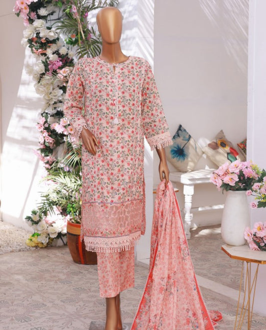 Oswah Stitch Cut Work Emb Lawn-D04