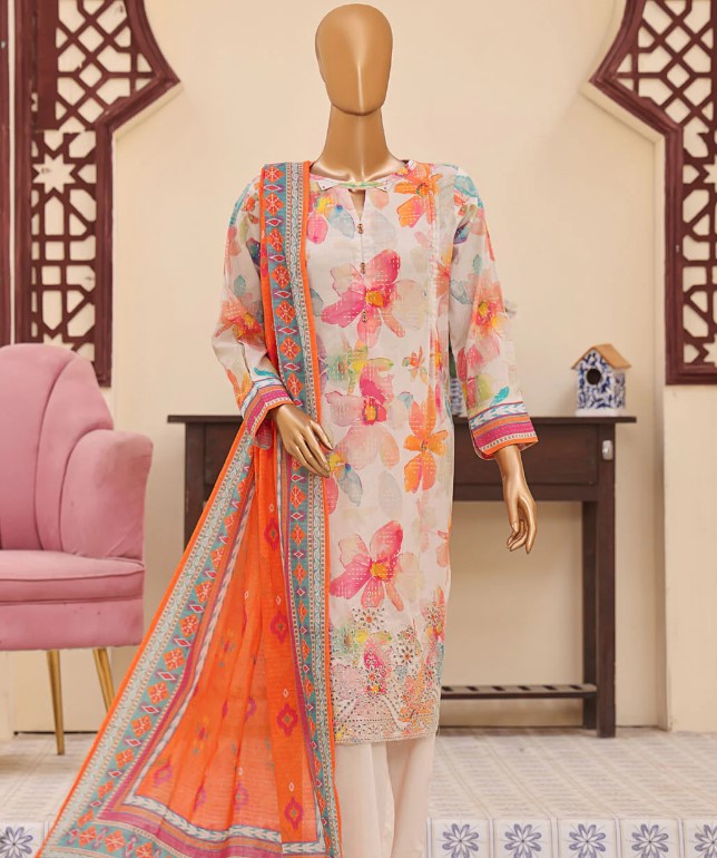 HZ Mehak Printed Emb Lawn-MEC-510
