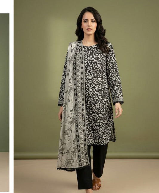 Regalia Black & White Lawn-D05
