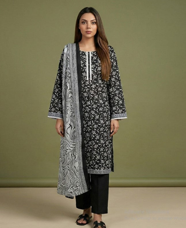 Regalia Black & White Lawn-D06