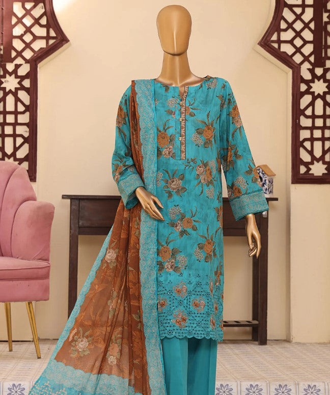 HZ Mehak Printed Emb Lawn-MEC-307