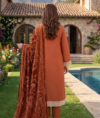 Solids Emb Peach With Palachi Shawl-D06