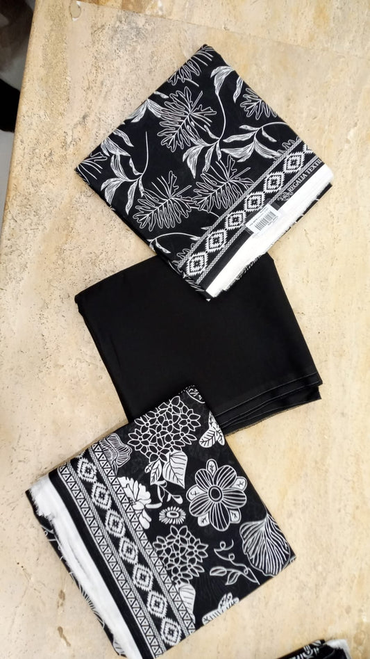 Regalia Printed Black & White Lawn-D07