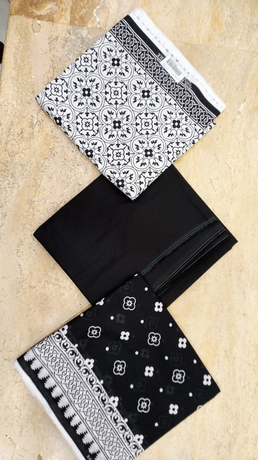 Regalia Printed Black & White Lawn-D08