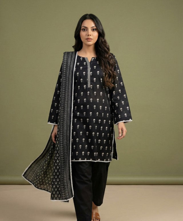 Regalia Black & White Lawn-D09