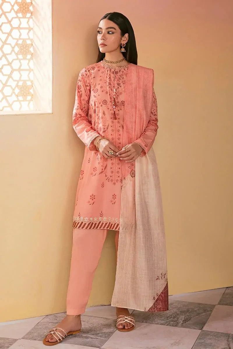 Cross Stitch Eid Lawn D17  Blush Peach
