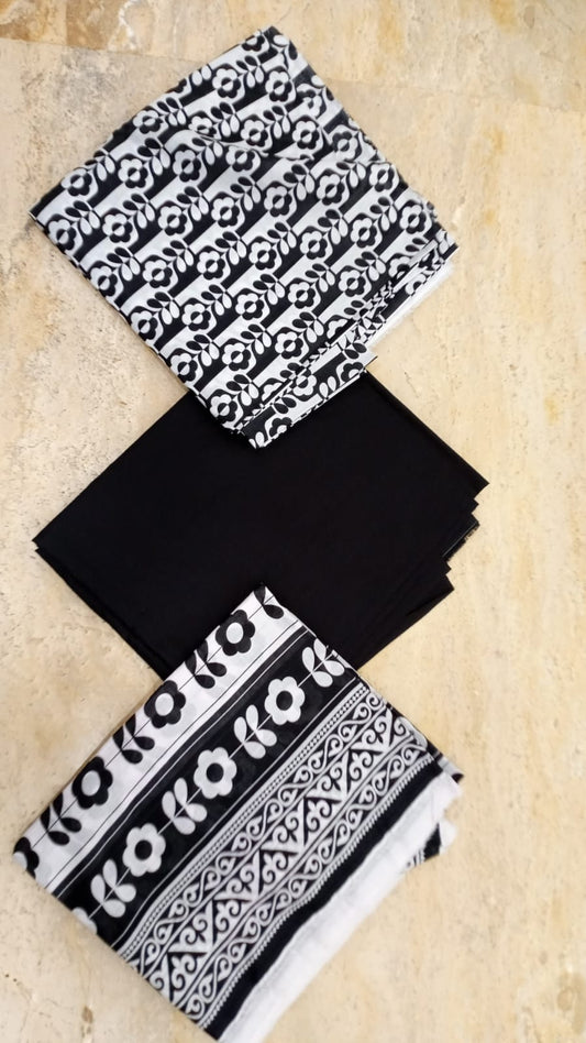 Regalia Printed Black & White Lawn-D10