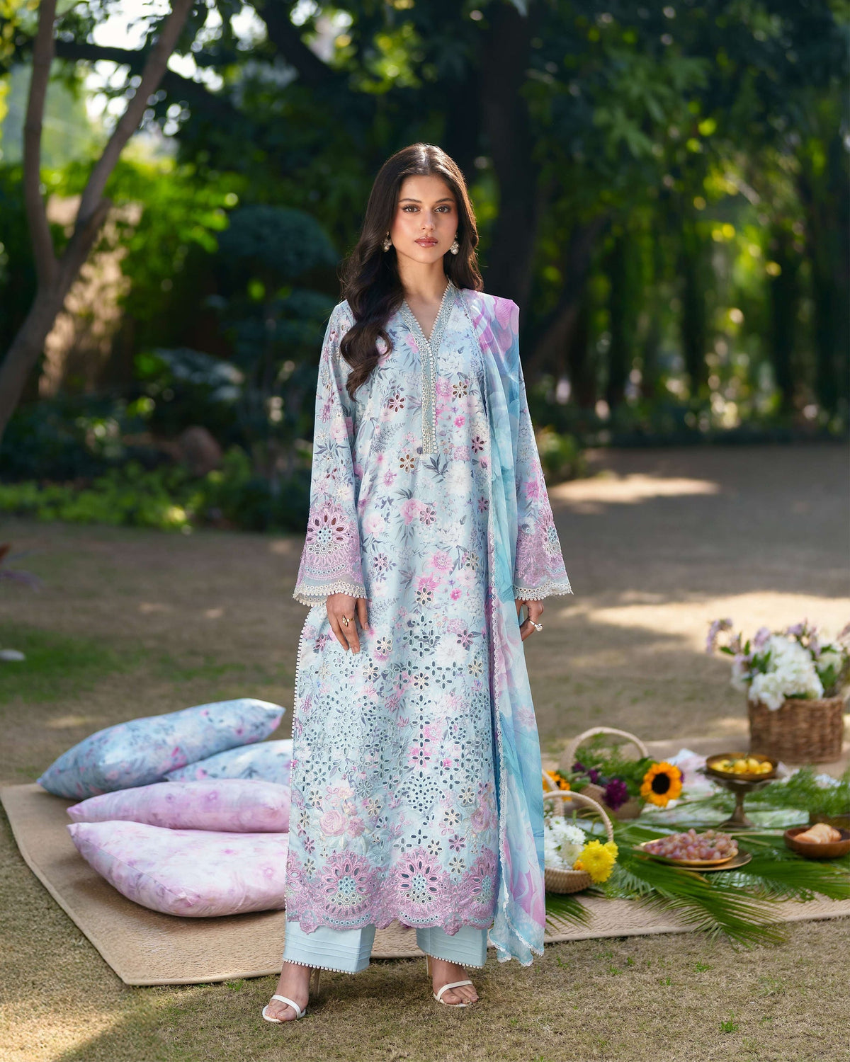 Neeshay Printkari Lawn-FLEURIE