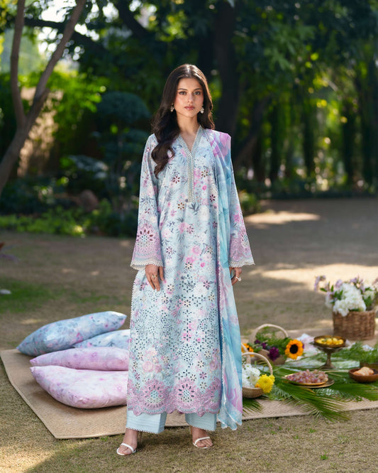 Neeshay Printkari Lawn-FLEURIE