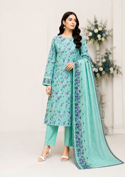 Wash N Wear Printed Suit-D15