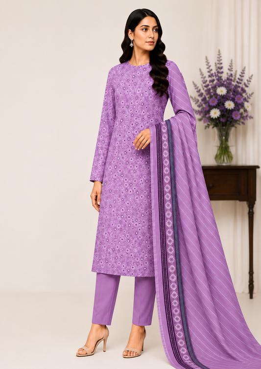 Wash N Wear Printed Suit-D12
