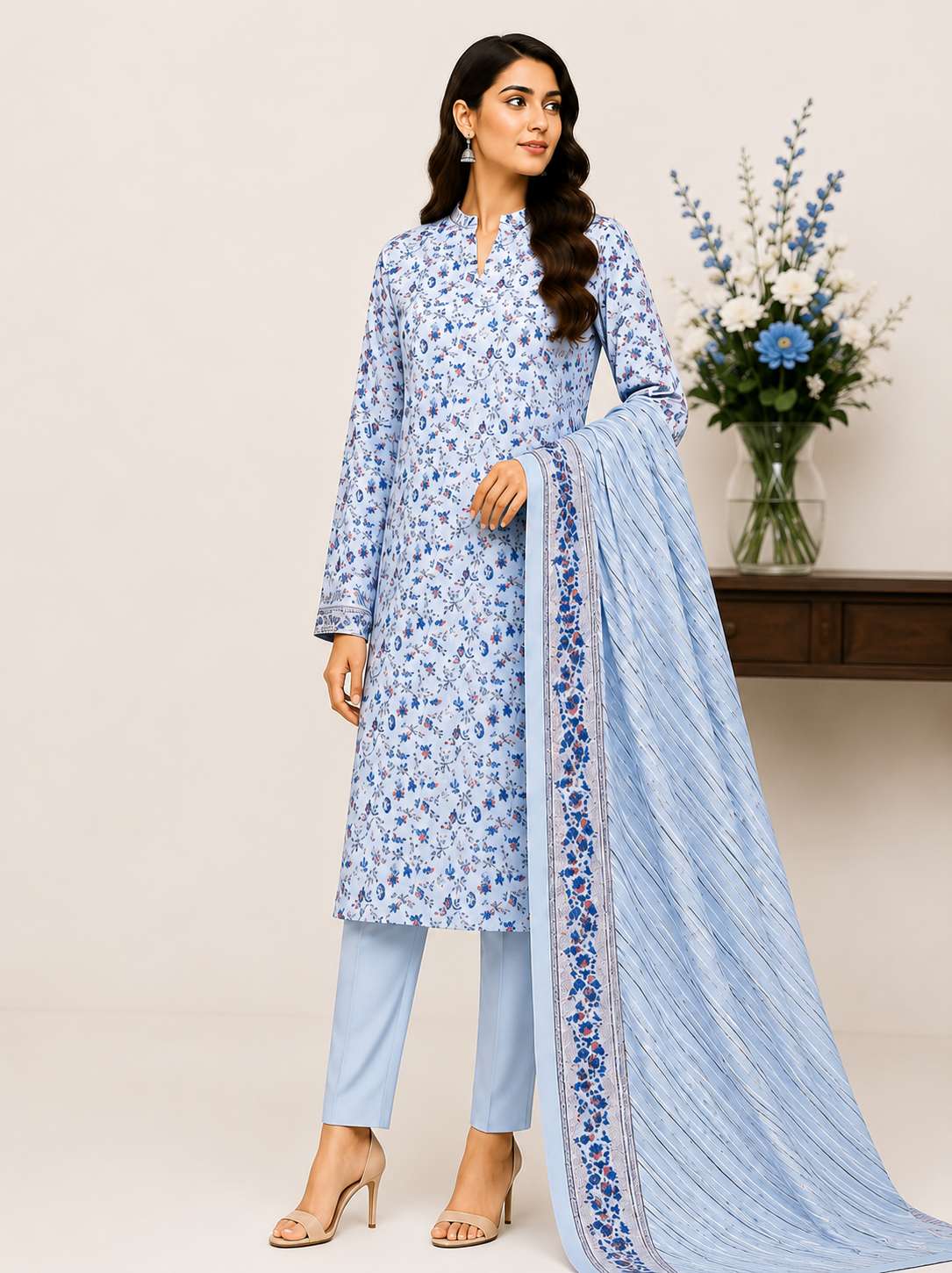 Wash N Wear Printed Suit-D11