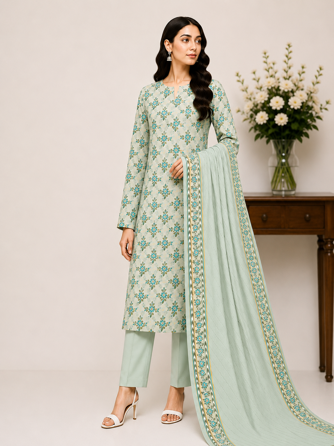 Wash N Wear Printed Suit-D05