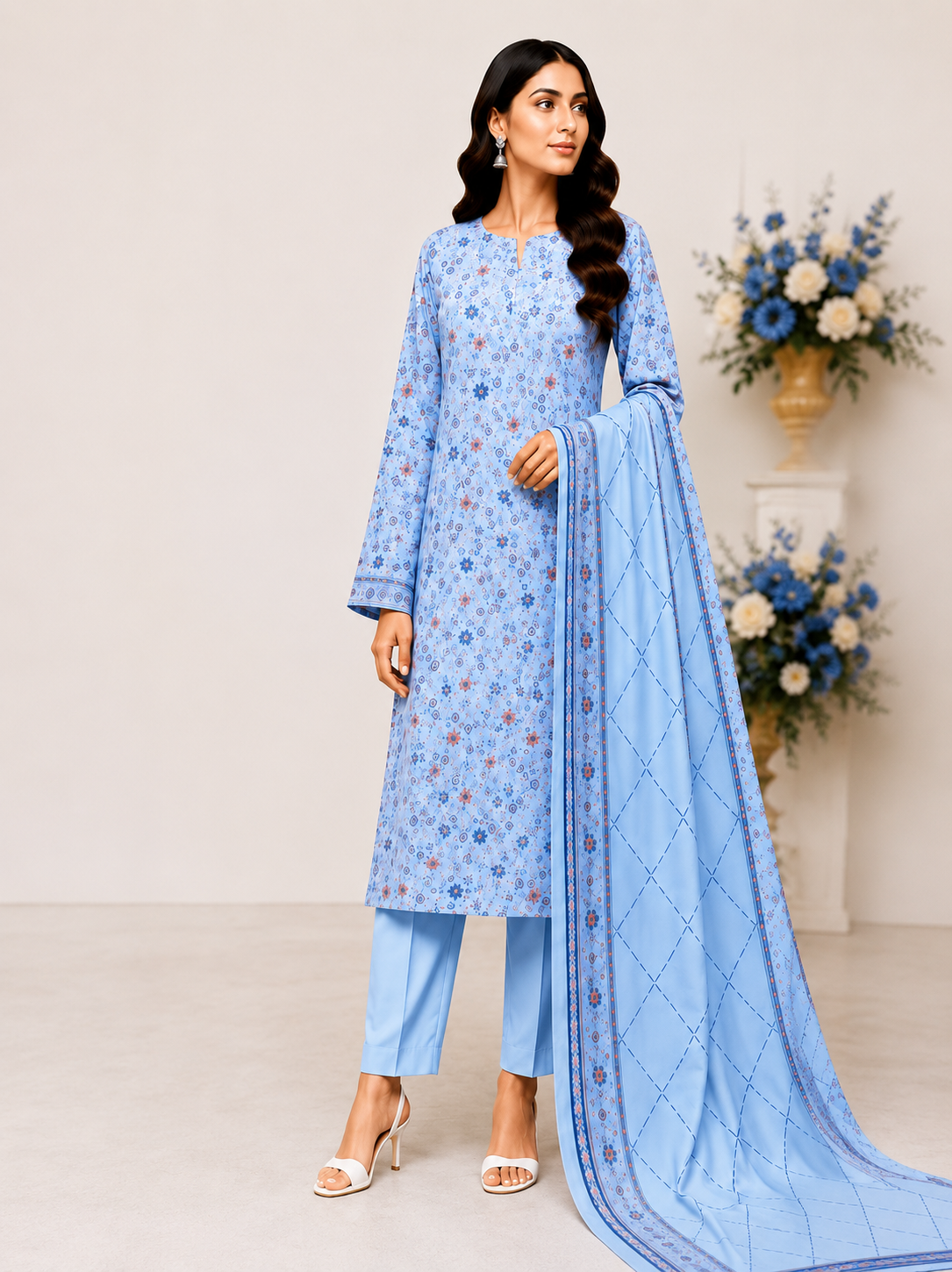 Wash N Wear Printed Suit-D03