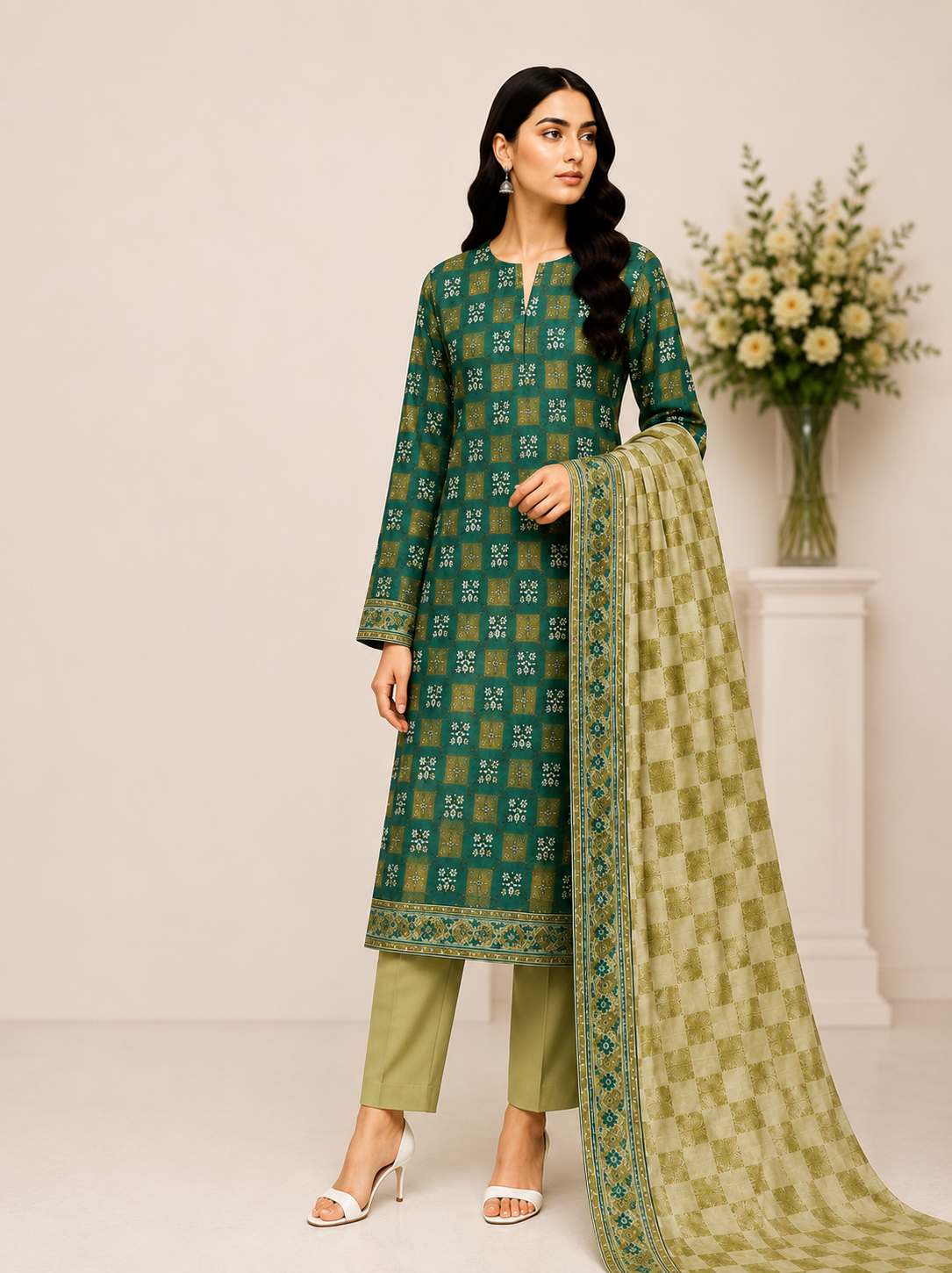 Wash N Wear Printed Suit-D01