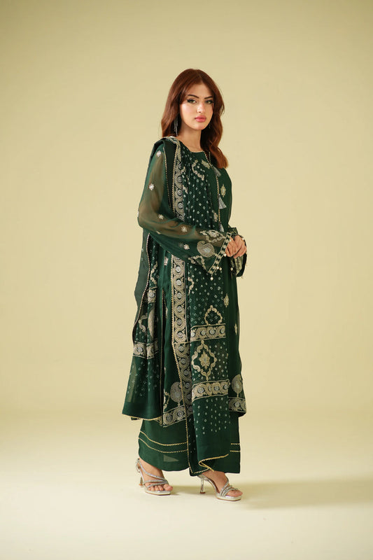 Zouj Satrang Luxury Chiffon-Royale Jade