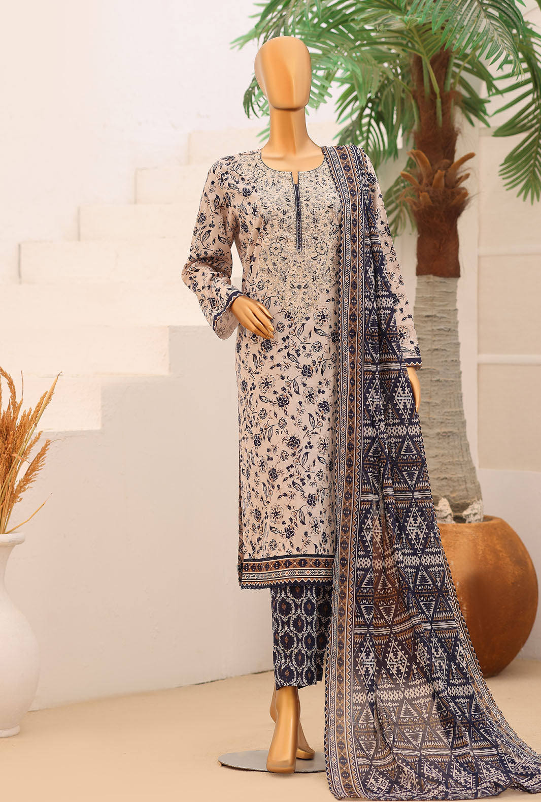 HZ Daily Wear Emb Cotton Lawn-D05