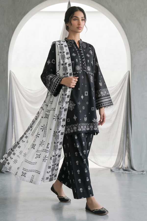 Zellbury Black & White Lawn-D0957