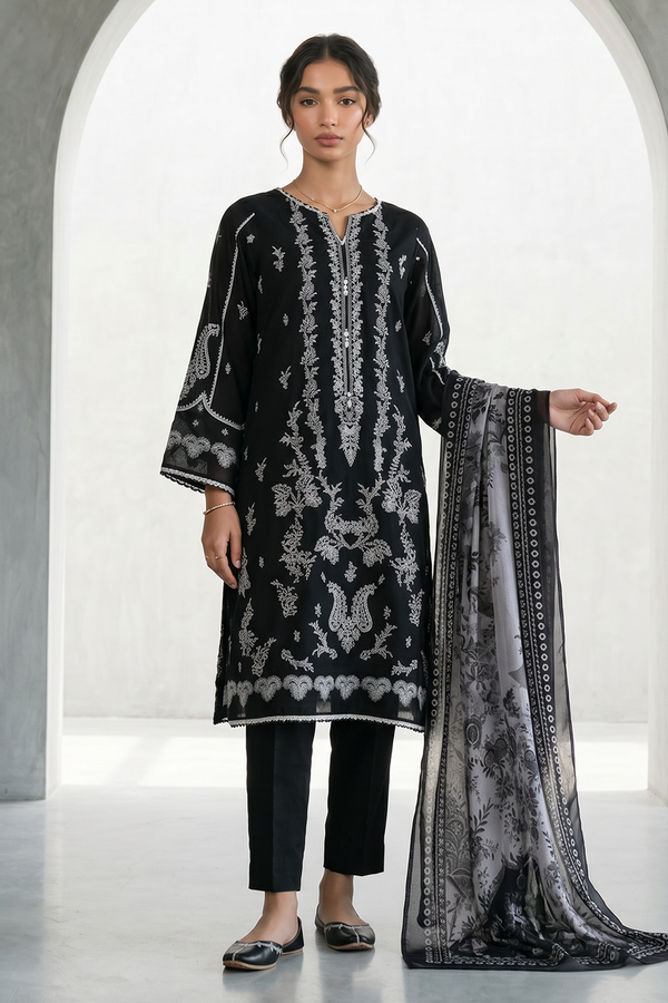 Zellbury Black & White Lawn-D1028